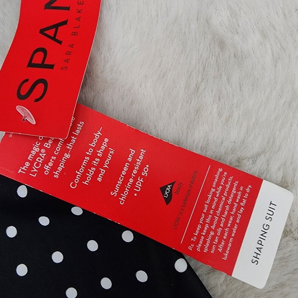 Spanx Polka Dot Skirted Swim Bottom Ruffle Shaping Black White - Women’s 8 - Picture 5 of 9
